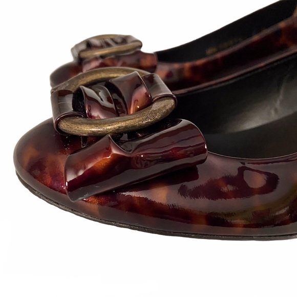 Stuart Weitzman Tortoise Patent Women’s Shoes Caring Brown Demi Wedge Size 6 - Picture 14 of 16